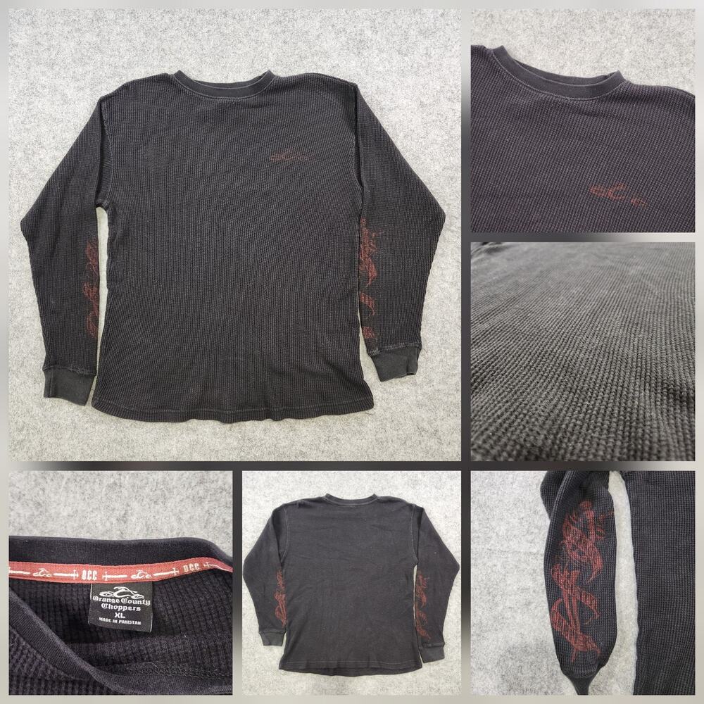 Orange County‎ Choppers Shirt Mens XL Black Thermal Long Sleeve OCC Biker Moto